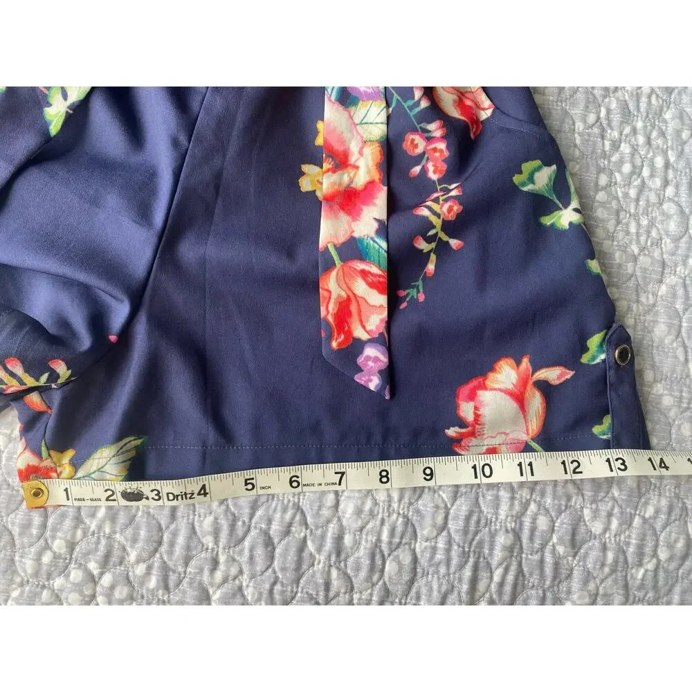 Yumi Kim Blue Floral Print Sweet Romance Liz Romper Women’s Size Small